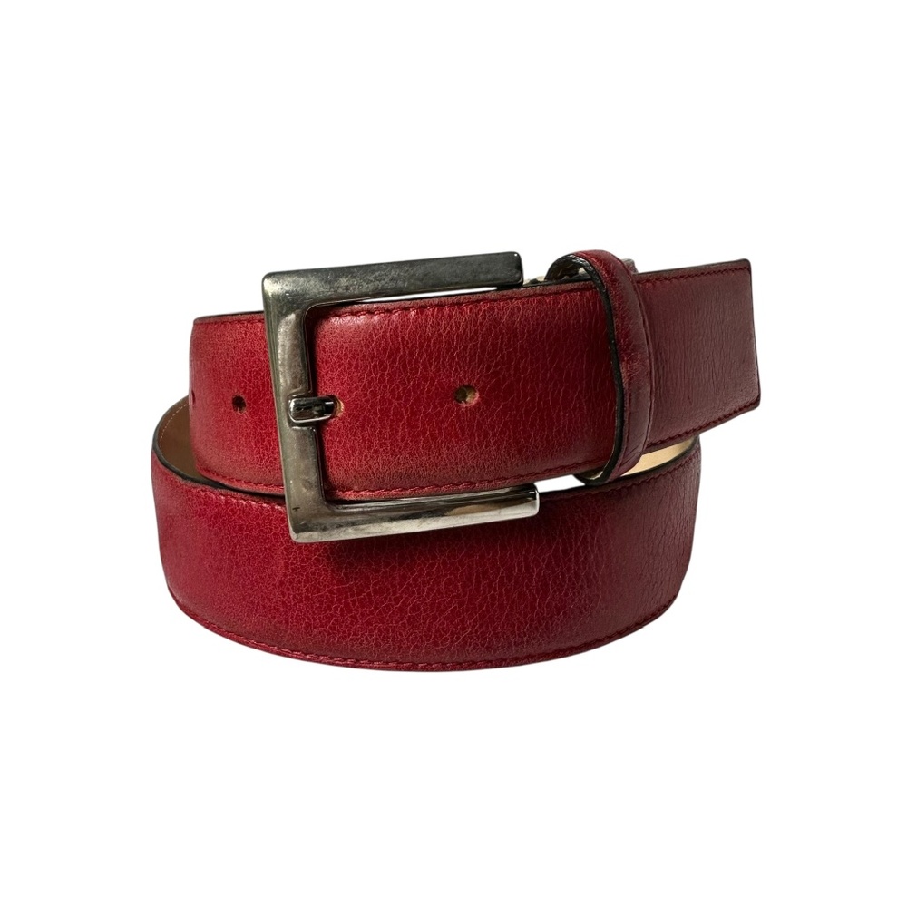 Vintage PAOLO IANTORNO Red Leather Genuine Belt For Men Size 34